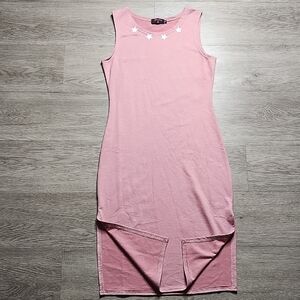 Elegant Pink Midi Dress with Star Accents